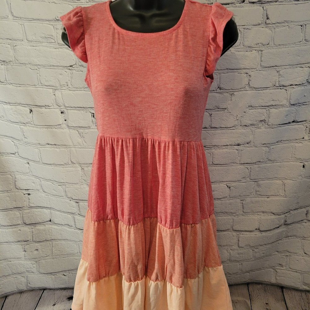 Us Angels Girls' Tiered Heathered Knit Babydoll Dress